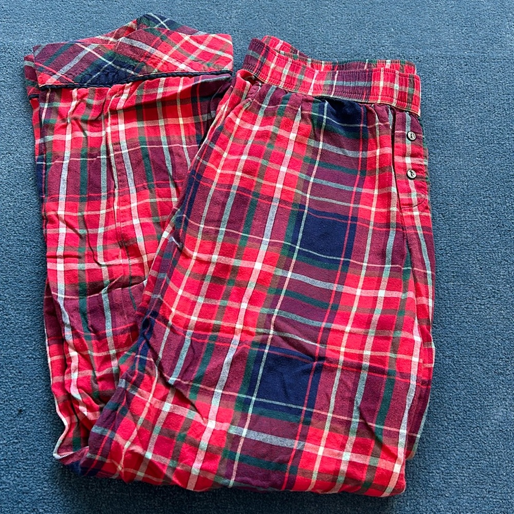 Victoria's Secret Red and Navy Plaid Flannel Pajama Pants